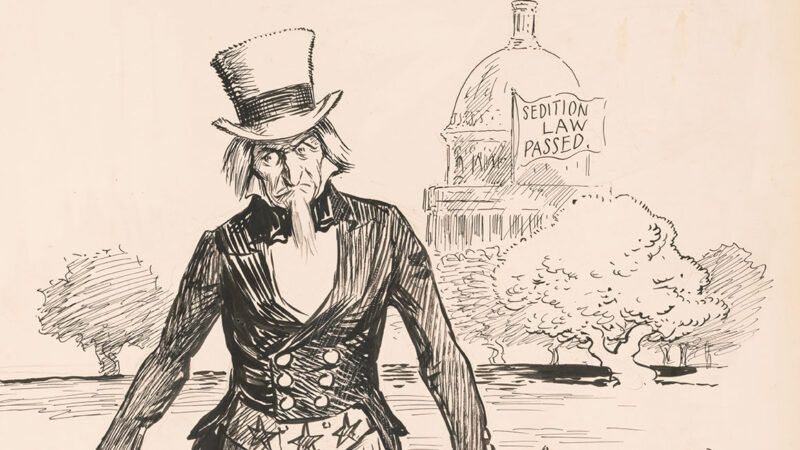 book1 | Photo: Uncle Sam rounding up men labeled “Spy,” “Traitor,” “IWW,” “Germ[an] money,” and “Sinn Fein,” with the United States Capitol in the background