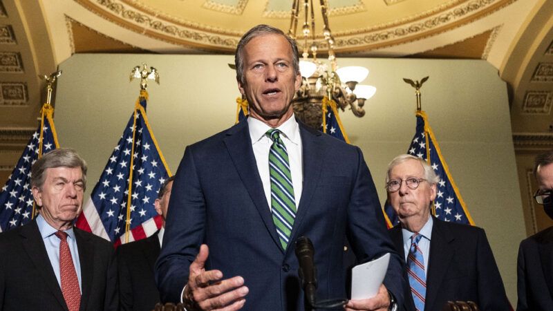 Senate Minority Whip John Thune (R-S.D.) speaks at a press conference on June 14, 2022. | Michael Brochstein/Zuma Press/Newscom