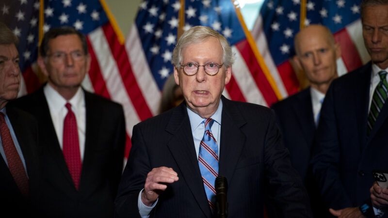 Senate Minority Leader Mitch McConnell speaks at a press conference on June 14, 2022.