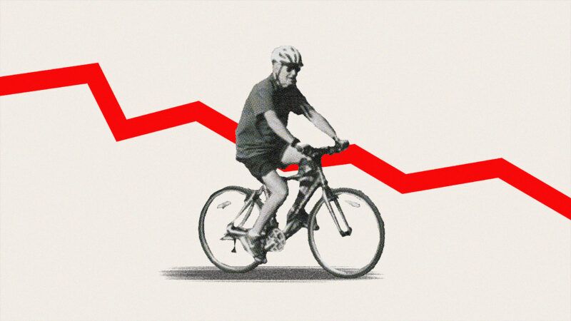 Biden rides bicycle during bear market | Illustration: Lex Villena | Nikki Schwab