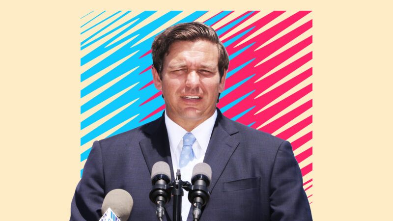 Governor DeSantis speaking to a crowd on clear day | (Illustration: Lex Villena) 