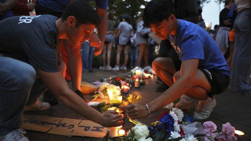 a memorial for victims of the July 4, 2022, mass shooting in Highland Park, Illinois | Chris Sweda/TNS/Newscom