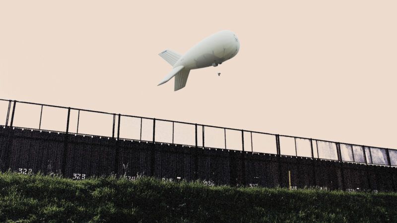 A surveillance blimp floats over the U.S.-Mexico border