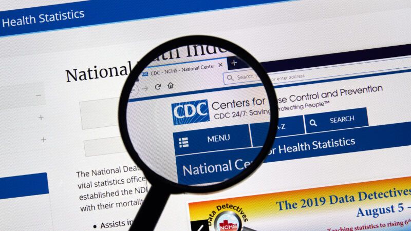 a magnifying glass hovers over the CDC logo on a web page