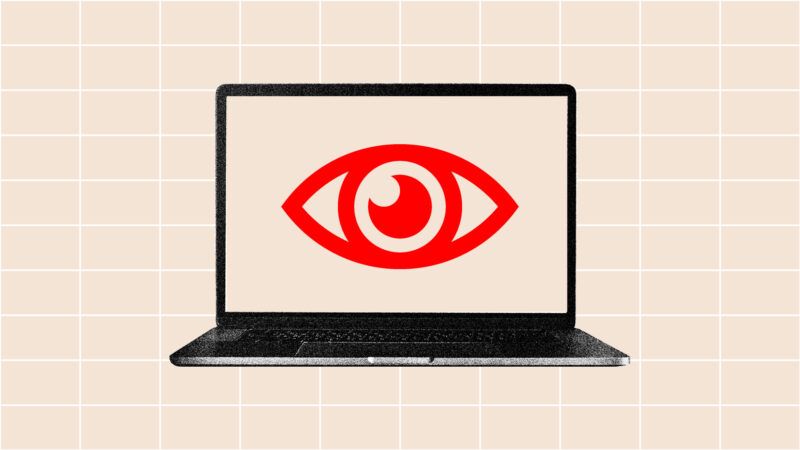 Illustration of an eye on a laptop screen