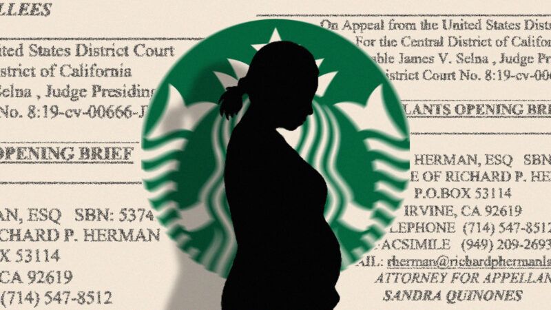 pregnant woman in front of starbucks sign | Illustration: Lex Villena; Lacreme 