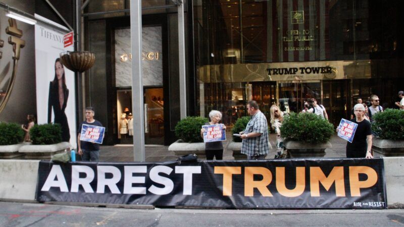 "Arrest Trump" sign outside Trump Tower
