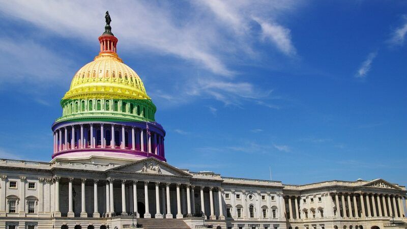 Capitol building with rainbow dome