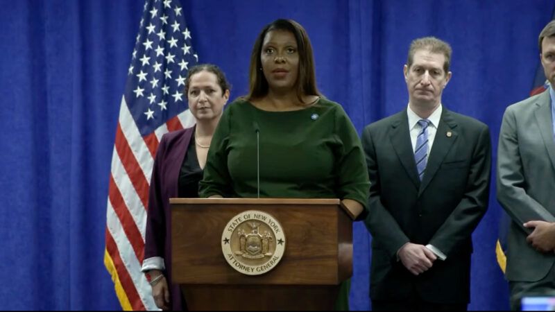 New York Attorney General Letitia James announcing civil lawsuit against Trump Organization. | State of New York Office of the Attorney General