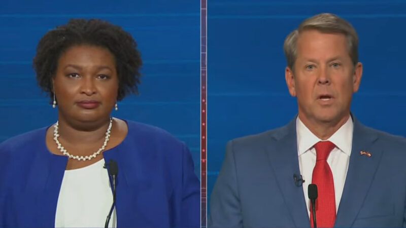 Stacey Abrams and Brian Kemp compete in Georgia's gubernatorial debate. | Screenshot from YouTube