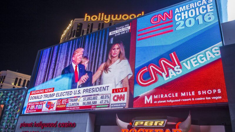 Images of election results on screens