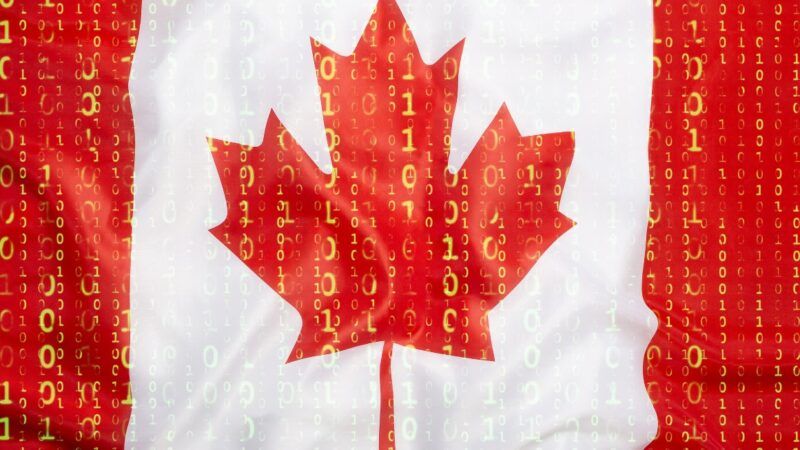 Canadian flag with binary code