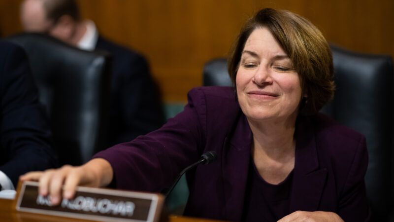 Amy Klobuchar, who sponsored the Journalism Competition and Preservation Act, at a Congressional antitrust hearing | Graeme Sloan/Sipa USA/Newscom