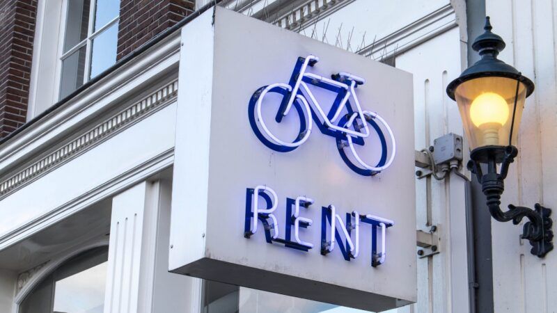 Bike rental sign