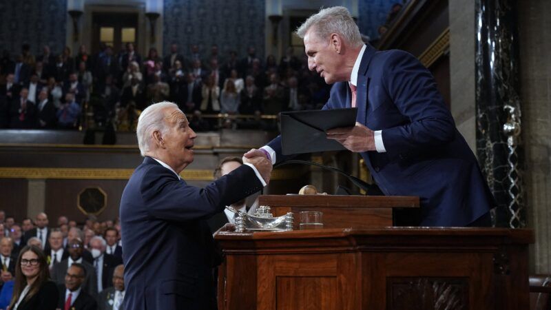 Biden and McCarthy shake hands during State of the Union address | Jacqueline Martin - Pool via CNP / MEGA / Newscom/RSSIL/Newscom