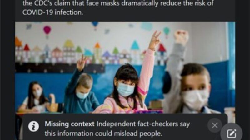 Facebook says criticizing the CDC for exaggerating the evidence supporting mask mandates "could mislead people."
