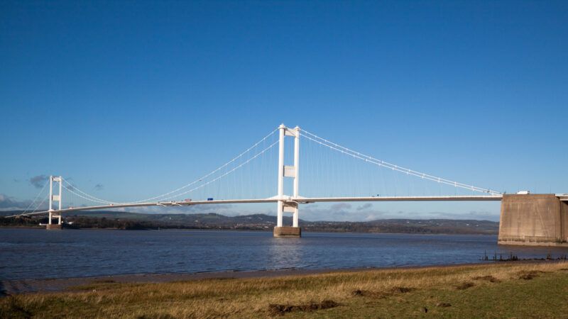 The Old Severn Bridge separating Wales from mainland England.