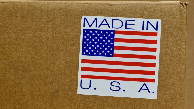 Made in the USA sticker on a cardboard box