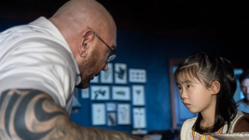 Dave Bautista and Kristen Cui in "Knock at the Cabin"