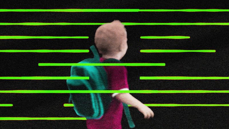 Child surrounded by green lines