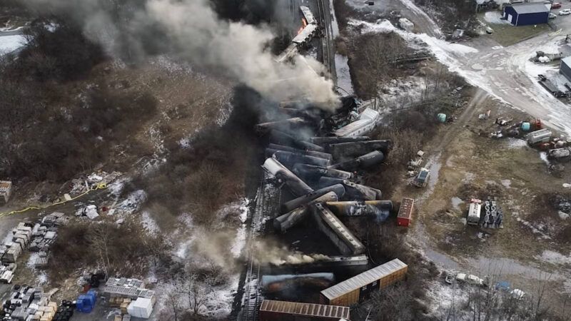 East palestine train collision led to toxins being released into the air