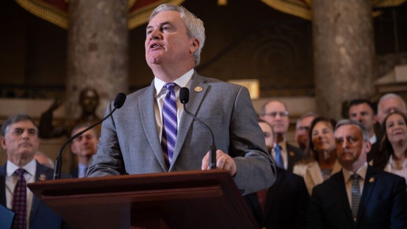 Rep. James Comer (R–Ky.) speaks at a podium in front of a crowd of people. | Craid Hudson/Sipa USA/Newscom