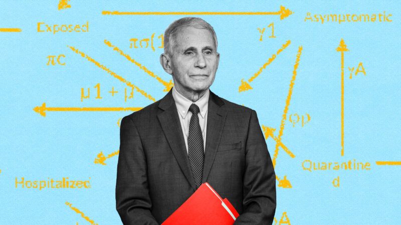 Anthony Fauci on a blue background with yellow arrows | Illustration: Lex Villena, Ken Cedeno - Pool via CNP/CNP / Polaris/Newscom