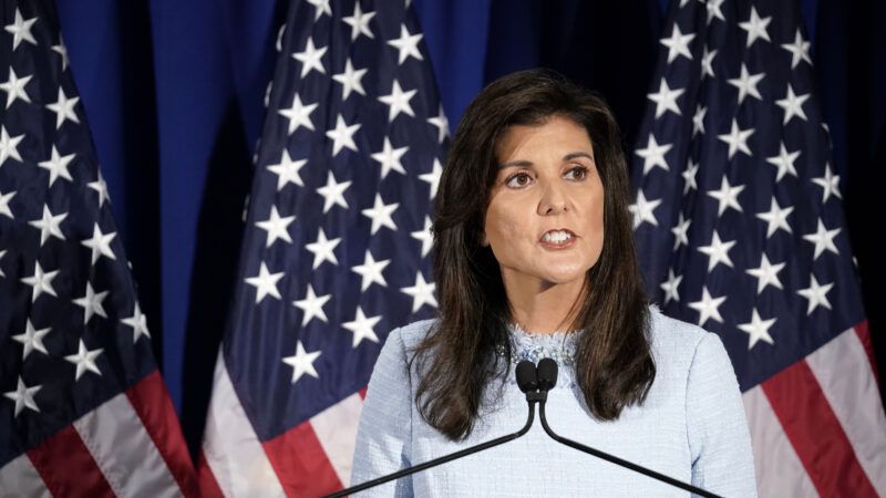 Nikki Haley gives a speech about her stance on abortion. | BONNIE CASH/UPI/Newscom