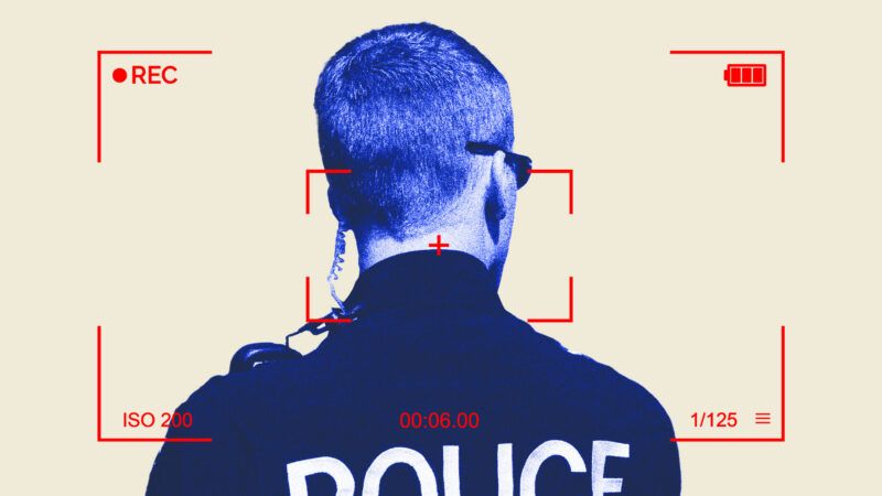A police officer, as seen through a camera lens. | Illustration: Lex Villena; Tom Dowd