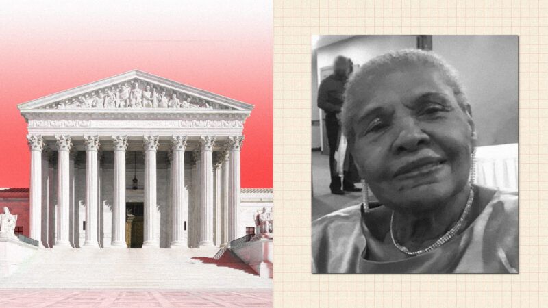 Geraldine Tyler is seen next to the Supreme Court | Illustration: Lex Villena; Adam Parent 