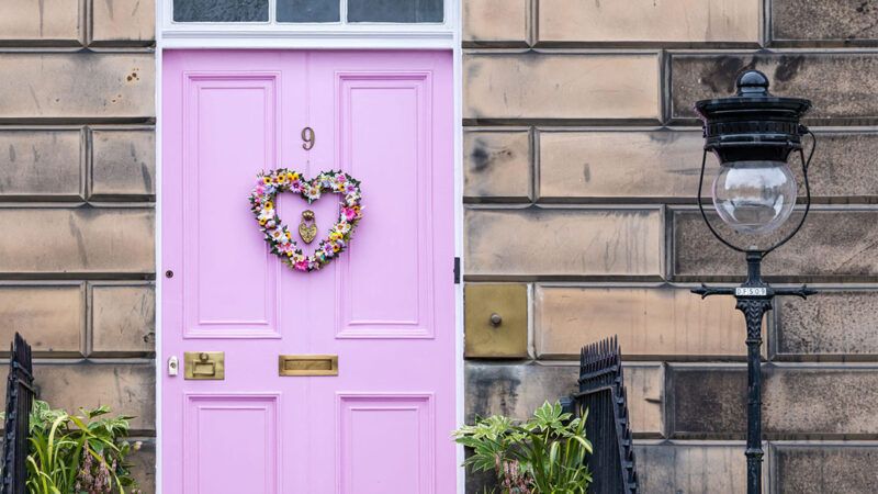 Pink door in Edinburgh, Scotland
