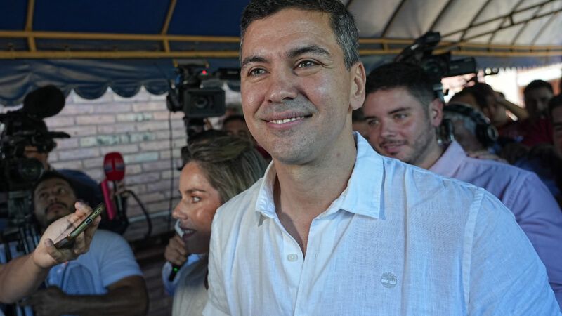 Santiago Peña at a polling station in Paraguay