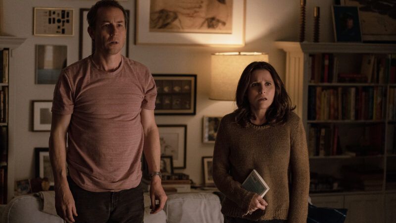 Tobias Menzies and Julia Louis-Dreyfus in "You Hurt My Feelings." | Jeong Park/A24 Films