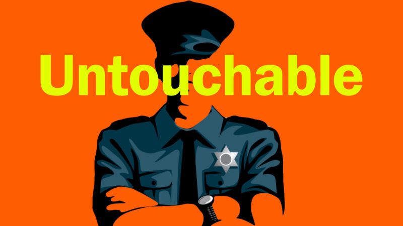A police officer is seen with the word "Untouchable" over his face | Illustration: Lex Villena; Ultrapop