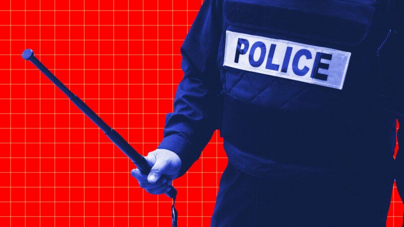 Police holding baton with red background. | Illustration: Lex Villena; https://docs.google.com/document/d/1Jqs3-rVpXvSNHtosFHGo3g7yJ6ImRIaZ1D9oJexJIbE/edit?usp=sharing