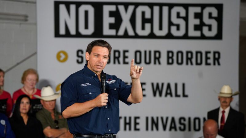 Florida Gov. Ron DeSantis discusses his immigration and border platform in Eagle Pass, Texas