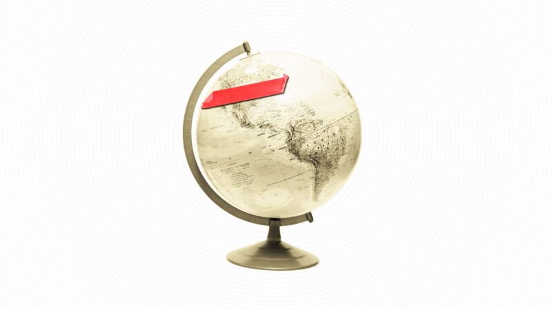 Red tape over the United States on a globe | Illustration: Lex Villena; Matthew Benoit
