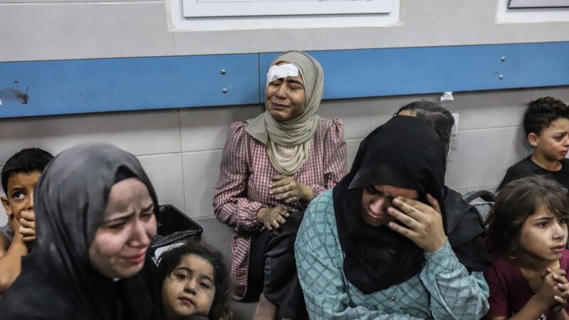 Gazan woman in aftermath of hospital attack | Mohammad Abu Elsebah/dpa/picture-alliance/Newscom
