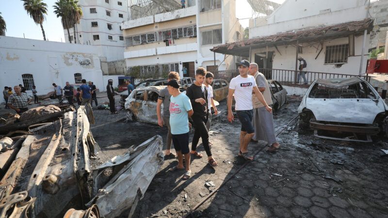 The aftermath of the explosion at a Gaza hospital | Atia Darwish/APAImages / Polaris/Newscom