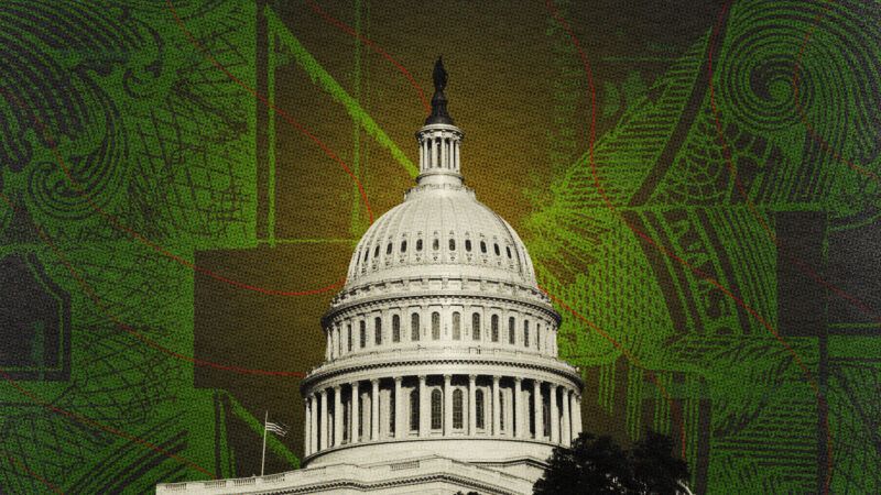 The U.S. Capitol is seen in front of money | Illustration: Lex Villena;  David Watts Jr.