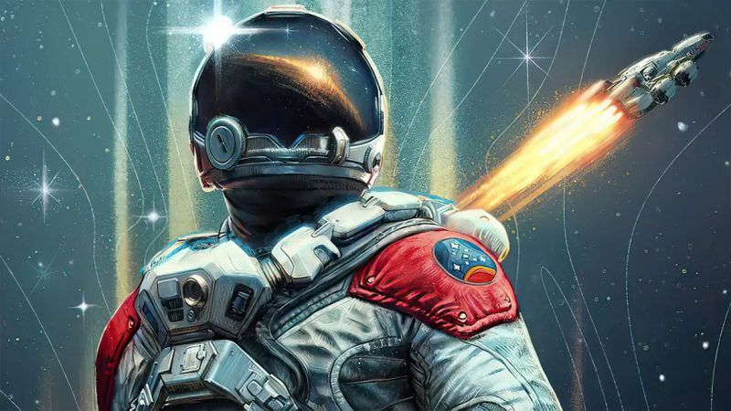 An illustration of a person in a space suit in a promotional image for the video game 'Starfield.' | Starfield