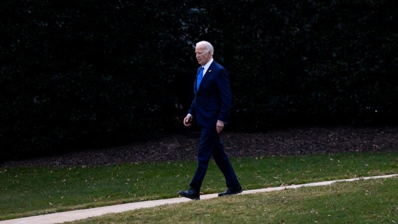 President Joe Biden walks a path from the Oval Office on the South Lawn of the White House. | Julia Nikhinson - Pool via CNP/CNP / Polaris/Newscom