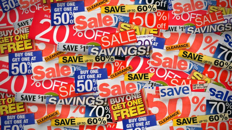 A collage of coupons, offering discounts ranging between 20–50 percent. | Haywiremedia | Dreamstime.com