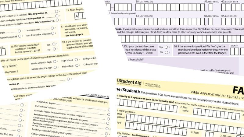 An illustration showing portions of FAFSA forms | Photos: The U.S. Department of Education