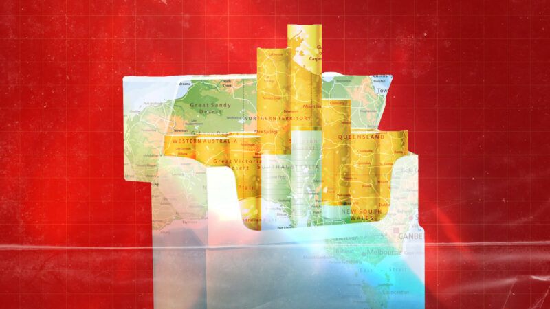 A box of cigarettes with the map of Australia | Illustration: Lex Villena