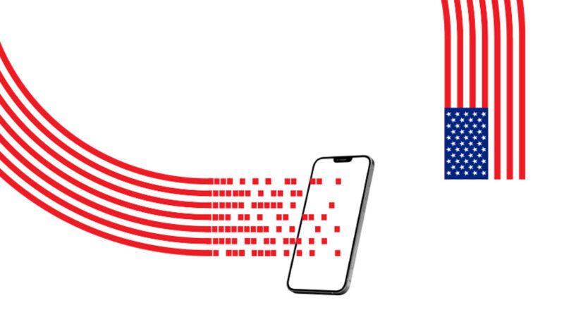 An illustration of the American flag and a mobile phone | Illustration: Joanna Andreasson Source image: KaanC/iStock