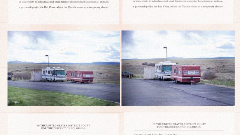 RVs are seen on property owned by the Church of the Rock | Illustration Lex Villena; Photos courtesy of the First Liberty Institute