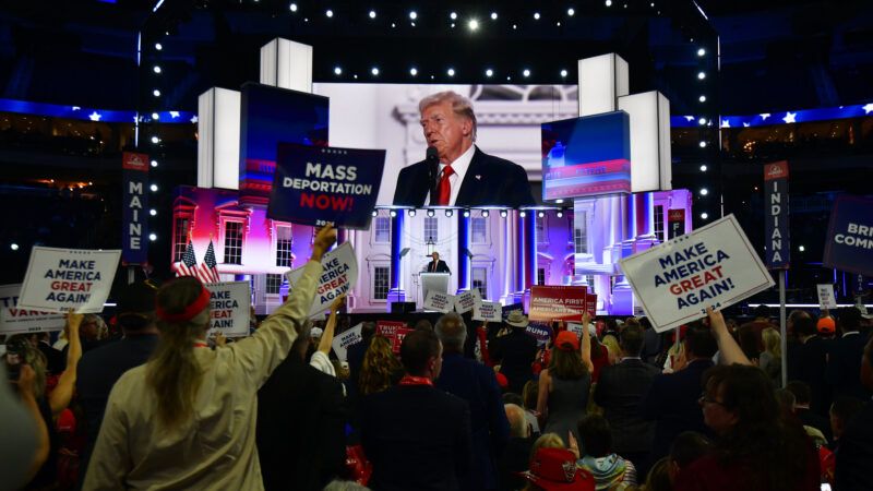 Donald Trump on big screen at Republican National Convention in Milwaukee. | Carol Guzy/ZUMAPRESS/Newscom