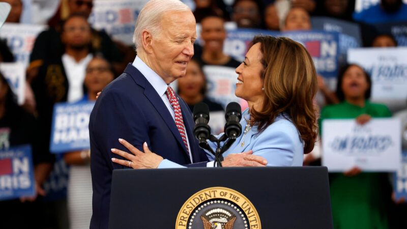 President Joe Biden and Vice President Kamala Harris embrace at a campaign rally in Philadelphia on May 29, 2024. | Photo Image Press/ZUMAPRESS/Newscom