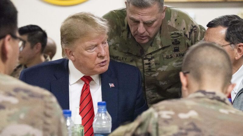 Bagram, Afghanistan: U.S. President Donald Trump joins service members for a turkey dinner during a surprise Thanksgiving Day visit to Bagram Air Field November 28, 2019. | Dominique A. Pineiro/Planetpix/ZUMA Press/Newscom